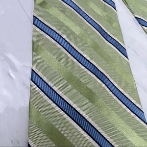 NAUTICA - 100% Silk Men's Neck Tie - Made in China - Green Blue Stripe 58 x 3.5